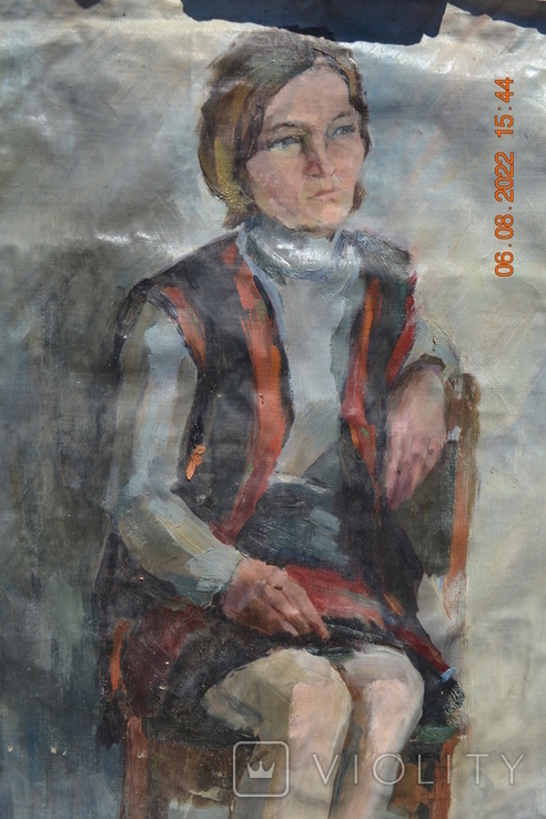 Painting "Ukrainian woman in a corset". Socialist Realism. Oil on canvas. 105x74 cm. Artist Vasina, photo number 5