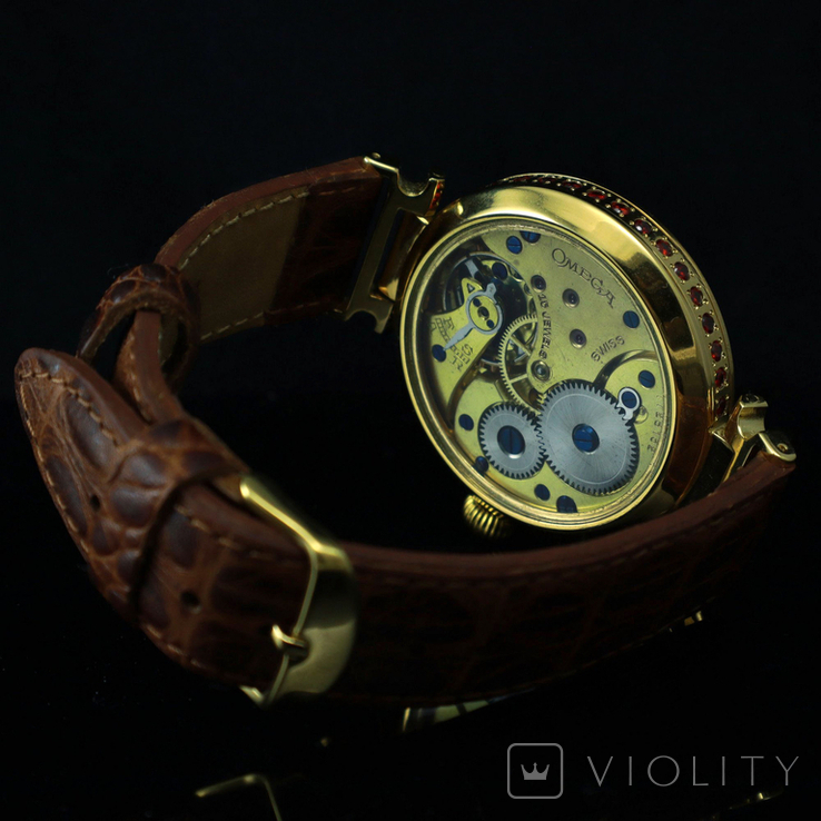 Чоловічий вінтажний наручний годинник скелетон Wаndolec з механізмом Омега Omega Swiss, фото №8