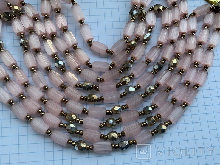 Трёхрядное ожерелье сатиновое стекло