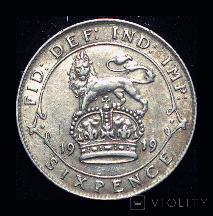 Великобритания 6 пенсов 1919 серебро