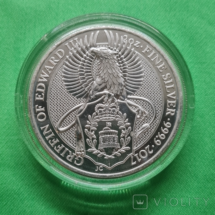 Британия 5 фунтов Грифон Эдуарда III Griffin Чудовища королевы 2019 2 oz, фото №2