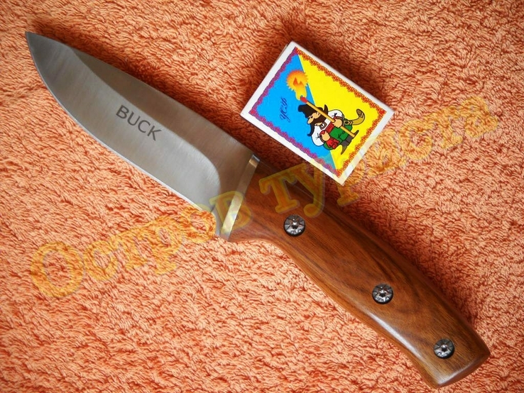 Нож тактический охотничий Buck Selkirk деревянная рукоять с чехлом реплика, фото №4