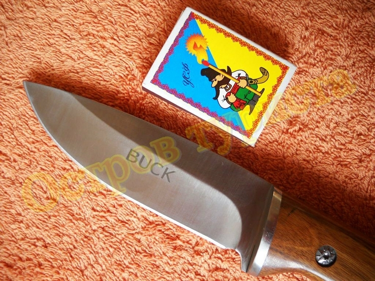 Нож тактический охотничий Buck Selkirk деревянная рукоять с чехлом реплика, фото №6