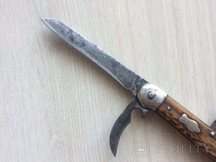 Folding knife, pads - deer antler, with blade lock., photo number 9