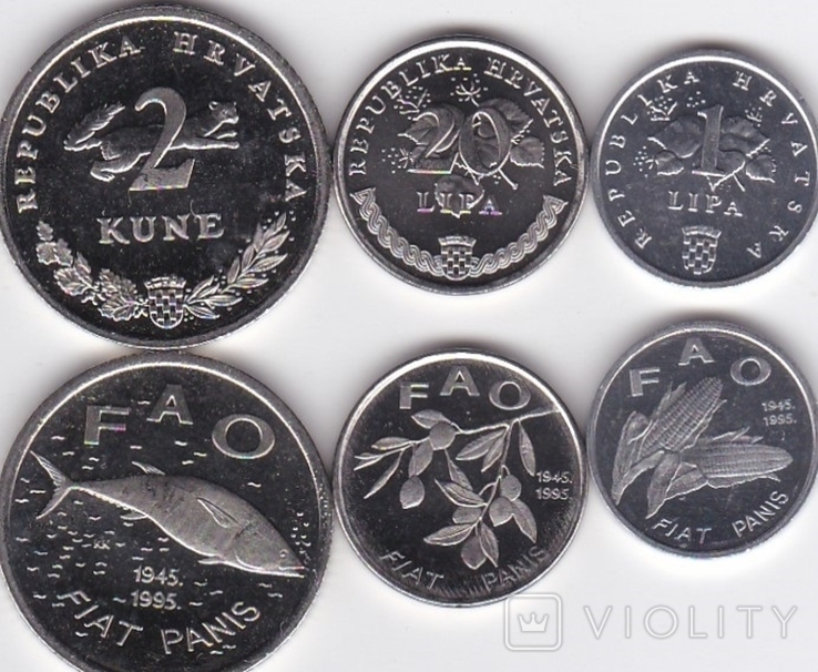 Croatia Croatia - 5 pcs x set 3 coins 1 20 Lipa 2 Kuna 1995, photo number 3