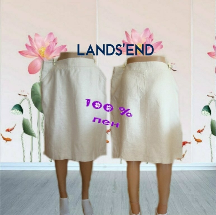 Lands end Красивая льняная женская юбка с кармашками на 50, numer zdjęcia 3