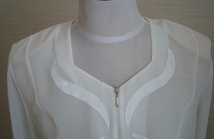 Нарядная блузка женская на замке бело/молочная Польша, фото №4