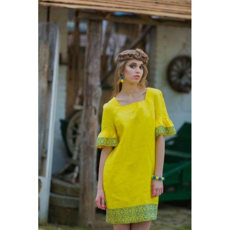 Вишита жовта сукня в національному стилі, numer zdjęcia 4