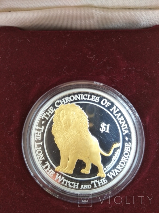 Хроники Нарнии - Лев. 1 унциевая монета 2006 года, серебро. Новая Зеландия. Известная сага, фото №3