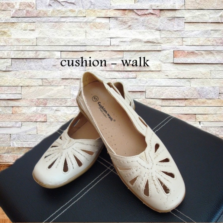 Cushion walk летние комфортные мокасины- туфли бежевые 38 эко кожа, фото №2