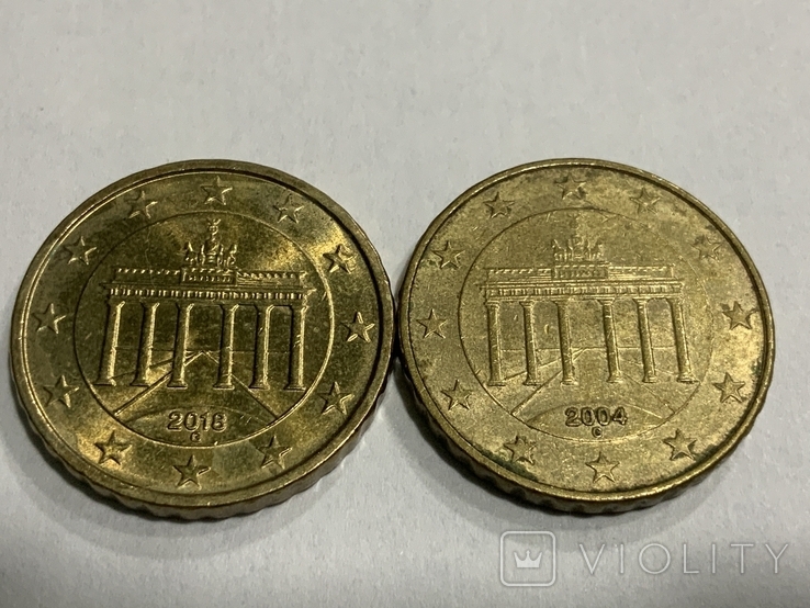 10 центов 2004 и 10 центов 2018 Германия, фото №2