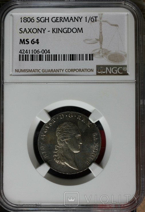 1/6 Talera 1806 SGH Saxony Kingdom NGC MS64, фото №10