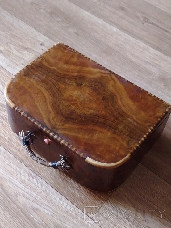 Старинный чемодан саквояж кофр из дерева, фото №13