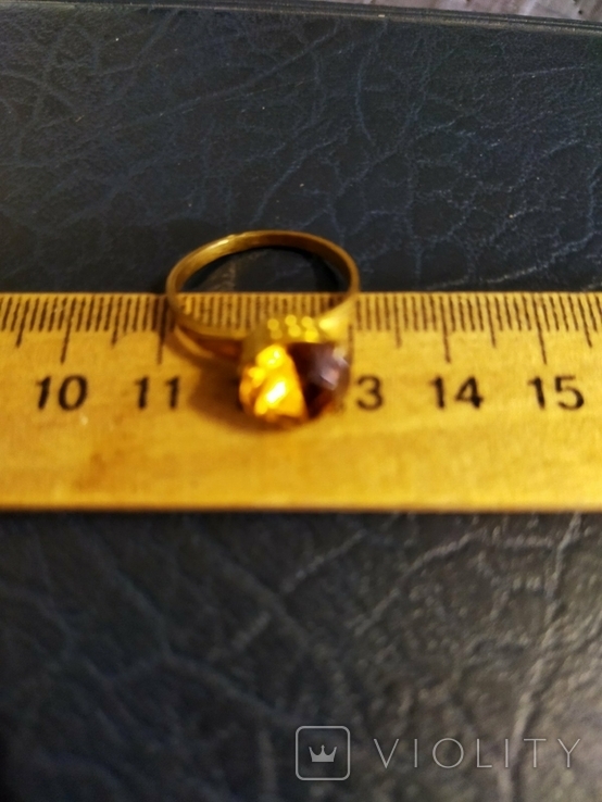 Кольцо с желтым камнем, фото №3