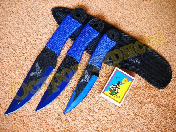 Комплект метательных ножей Mountain Eagle набор 3 шт с чехлом, photo number 5
