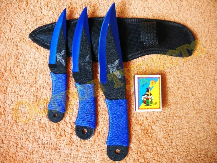 Комплект метательных ножей Mountain Eagle набор 3 шт с чехлом, фото №7