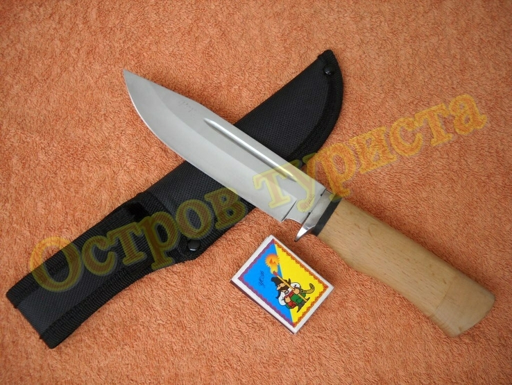 Нож охотничий Рекс с ножнами деревянная рукоять сталь 65х13, numer zdjęcia 3