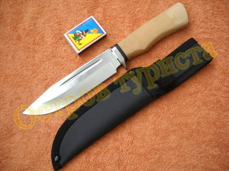 Нож охотничий Рекс с ножнами деревянная рукоять сталь 65х13, фото №4