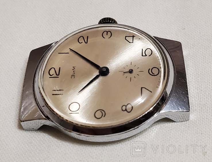 Zim watch in chrome-plated case, mechanical, 15 jewels, silver dial USSR., photo number 5