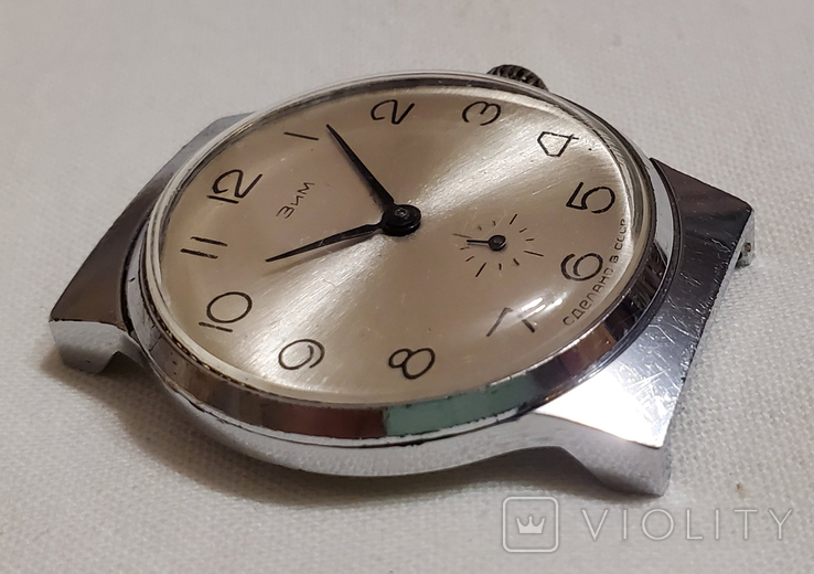 Zim watch in chrome-plated case, mechanical, 15 jewels, silver dial USSR., photo number 6