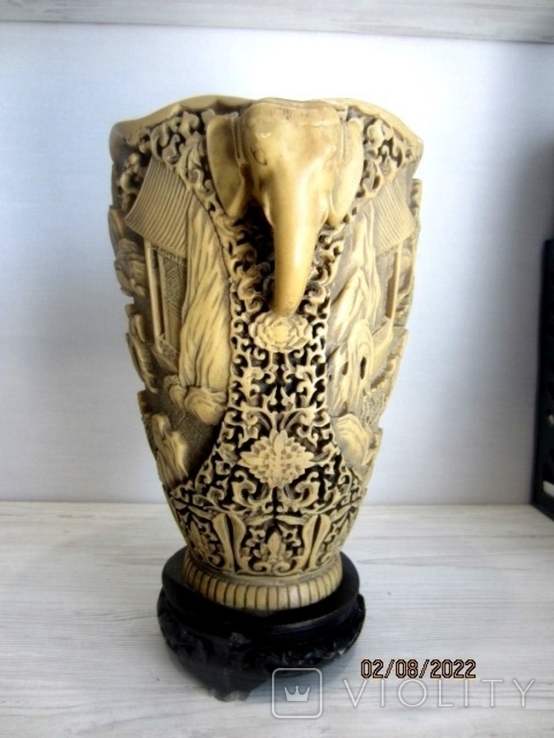 Vintazhna Aziatska vasa alabaster Hand carving, photo number 5