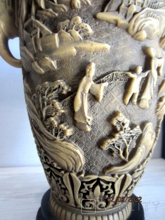 Vintazhna Aziatska vasa alabaster Hand carving, photo number 8