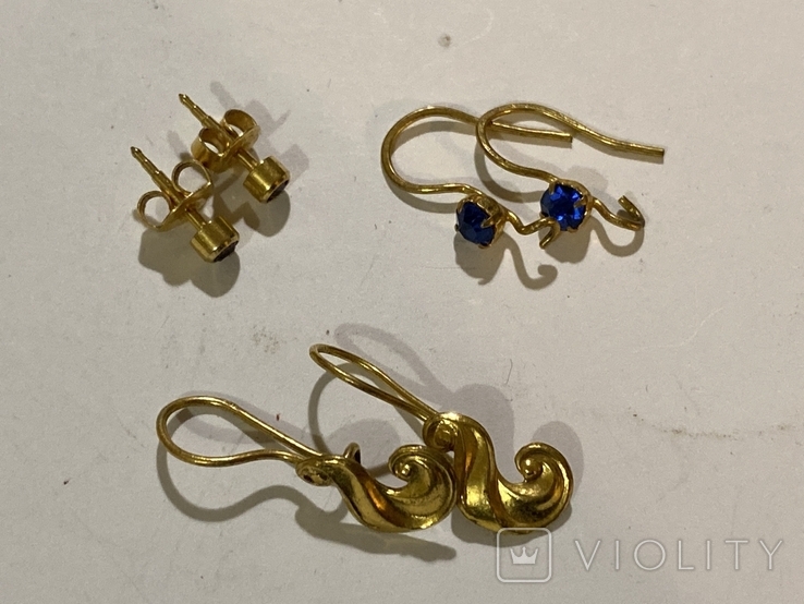 Golden earrings 3 pairs (K7)