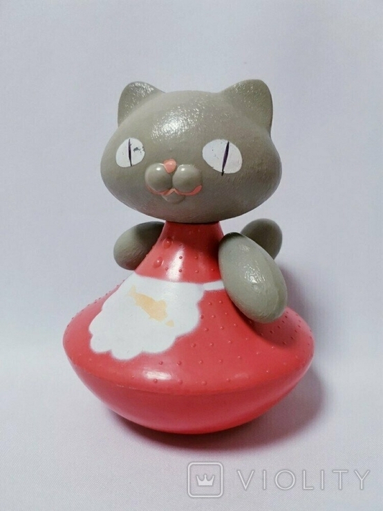 Целулоїдний стакан мама кішка кухар ціна марка СРСР целулоїдна іграшка 18см, фото №2
