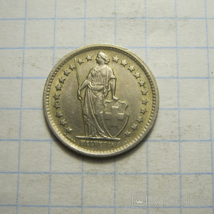 1/2 франка 1969 р.Швейцарія., фото №3