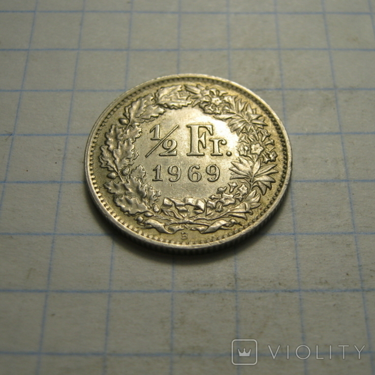 1/2 франка 1969 р.Швейцарія., фото №4