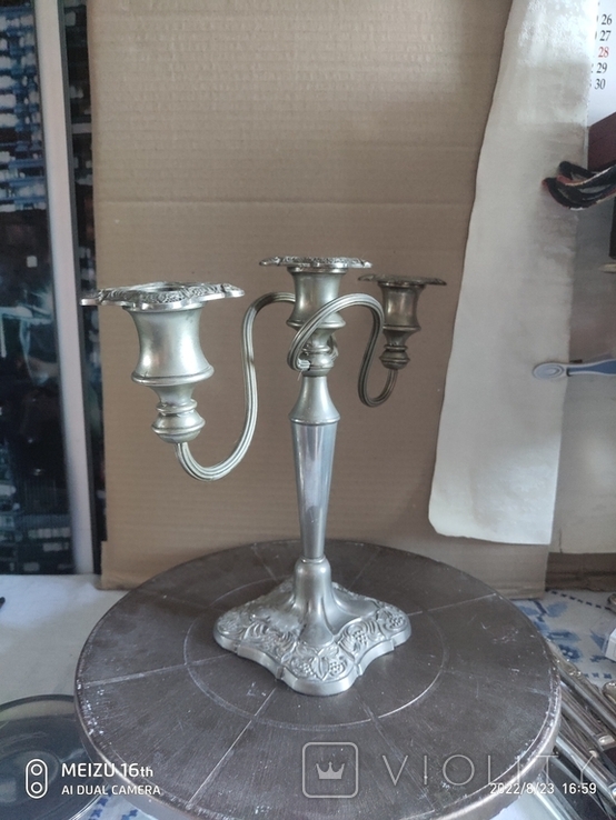 Candlestick for three candles, silver-plated., photo number 4