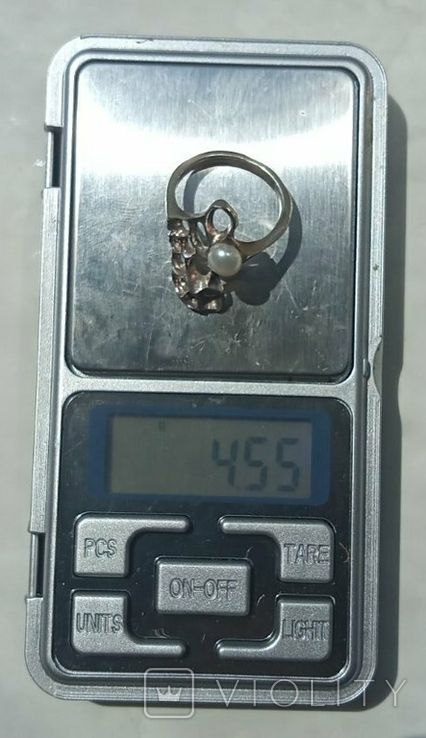 Кольцо с жемчугом. Серебро 925 тризуб + бонус, фото №3