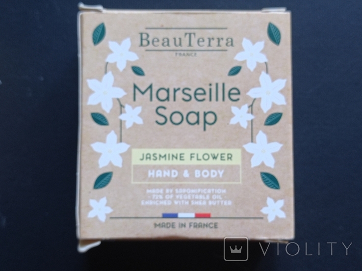 Toilet natural jasmine soap Savon de Marseille (France, weight 100 grams), photo number 5