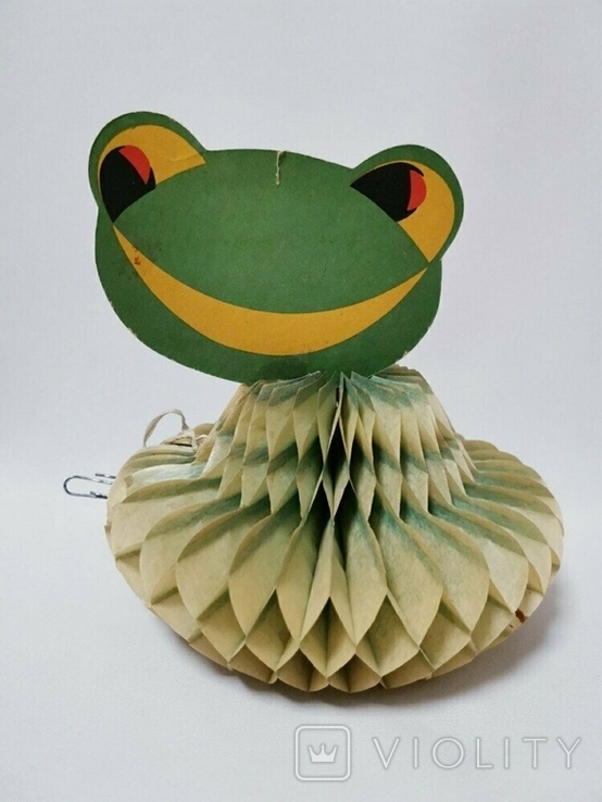 Garland of the USSR voluminous paper Christmas tree toy new year decoration Christmas tree frog, photo number 2