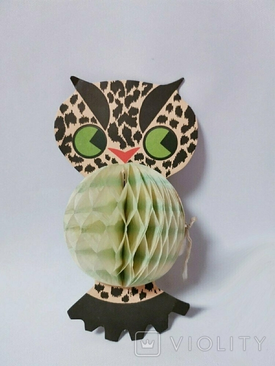 Garland of the USSR voluminous paper Christmas tree toy new year decoration Christmas tree owl, photo number 2