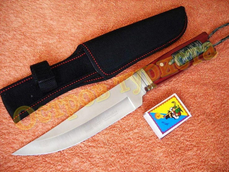 Нож охотничий тактический Columbia XF 82 деревянная рукоять, фото №6