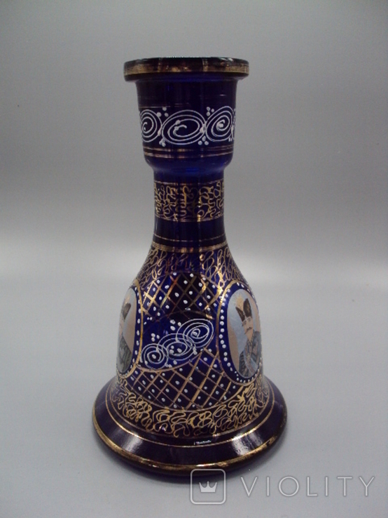 Кальянна колба або ваза кобальтова Іранський король Шах Реза Пехлеві кобальтова картина 26 см, фото №7