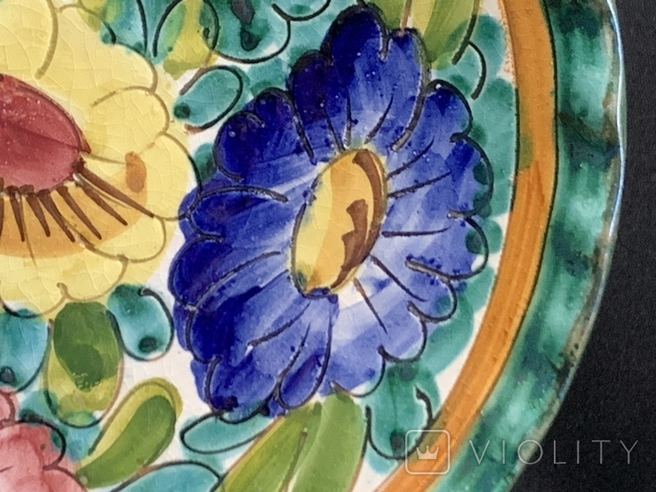 Vintage Wall Plate Handmade Flowers Ceramic Italy, photo number 7