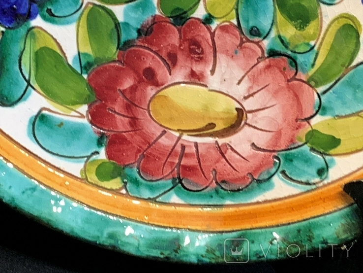 Vintage Wall Plate Handmade Flowers Ceramic Italy, photo number 10