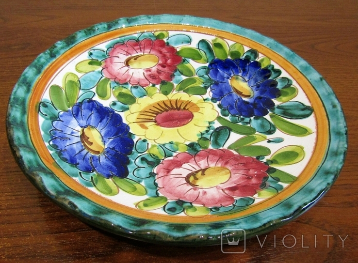 Vintage Wall Plate Handmade Flowers Ceramic Italy, photo number 11