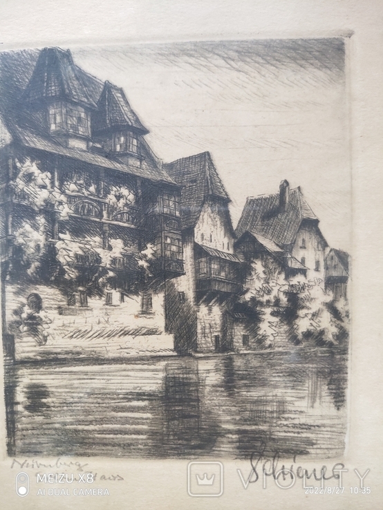 Старый рисунок на бумаге Нюрнберга. Копия., фото №4