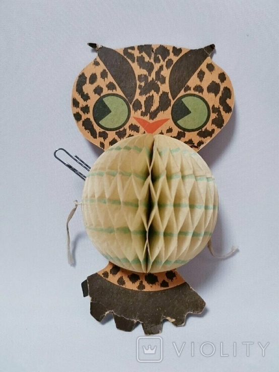 Garland of the USSR voluminous paper Christmas tree toy new year decoration Christmas tree owl, photo number 2