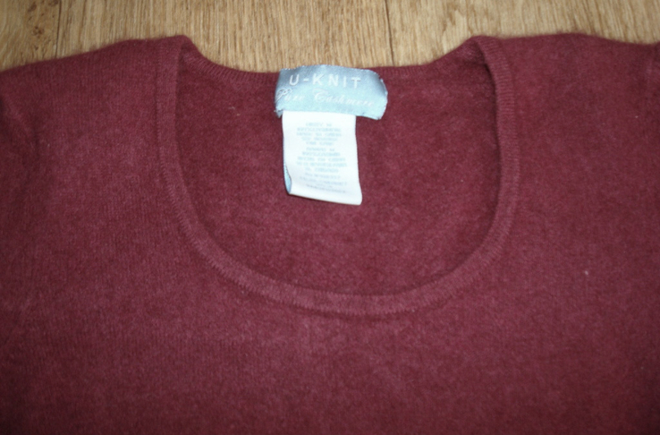 U - Knit pure Кашемировый красивый теплый женский свитер бордо, фото №7