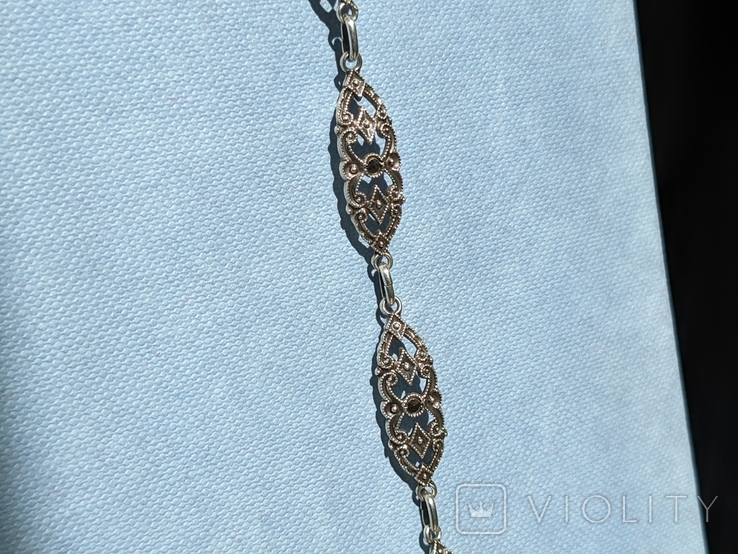 Vintage silver bracelet with marcasite, photo number 4