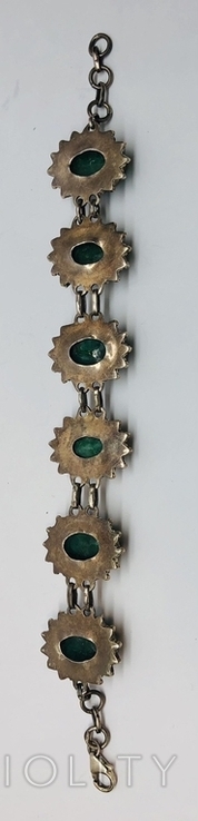 Срібний браслет з натуральним смарагдом, фото №5