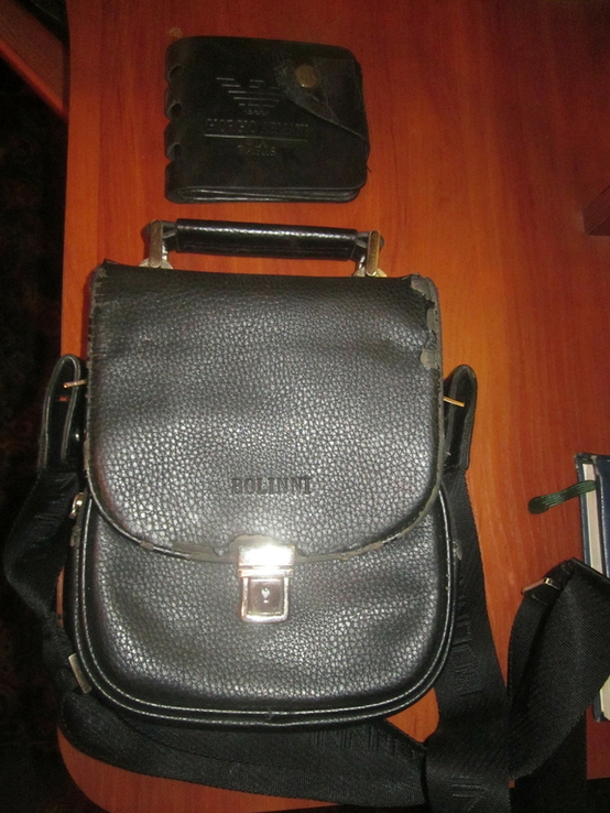  наплічна сумка(потертости,края облезли)+портмоне, фото №2