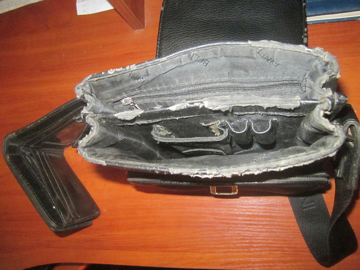  наплічна сумка(потертости,края облезли)+портмоне, фото №4
