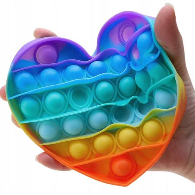 Игрушка-антистресс Pop It. Сенсорная игрушка Поп Ит. Нажми пузырь. Разноцветное сердце, фото №5
