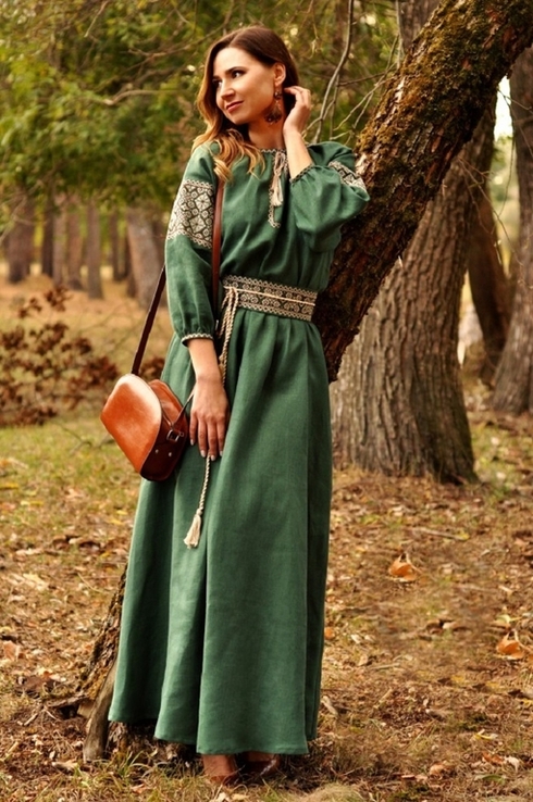 Неймовірно жіночна довга сукня зеленого відтінку, numer zdjęcia 2