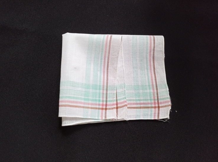 Носова хустка №1 -л 12 носовик білий у різнокольорові смужки, фото №6